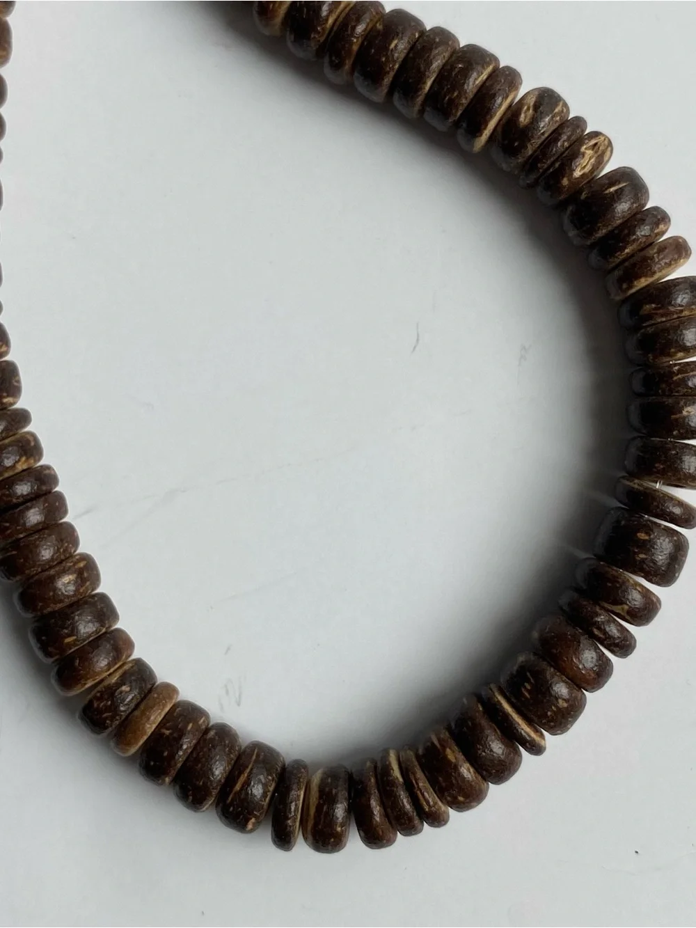 Coconut Shell Beaded Necklace New NWT Unisex Natural Boho Tropical 17.5” Brown